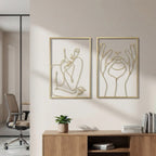 Minimalist One-Line Art Lips and Hands Metal Wall Decor Set
