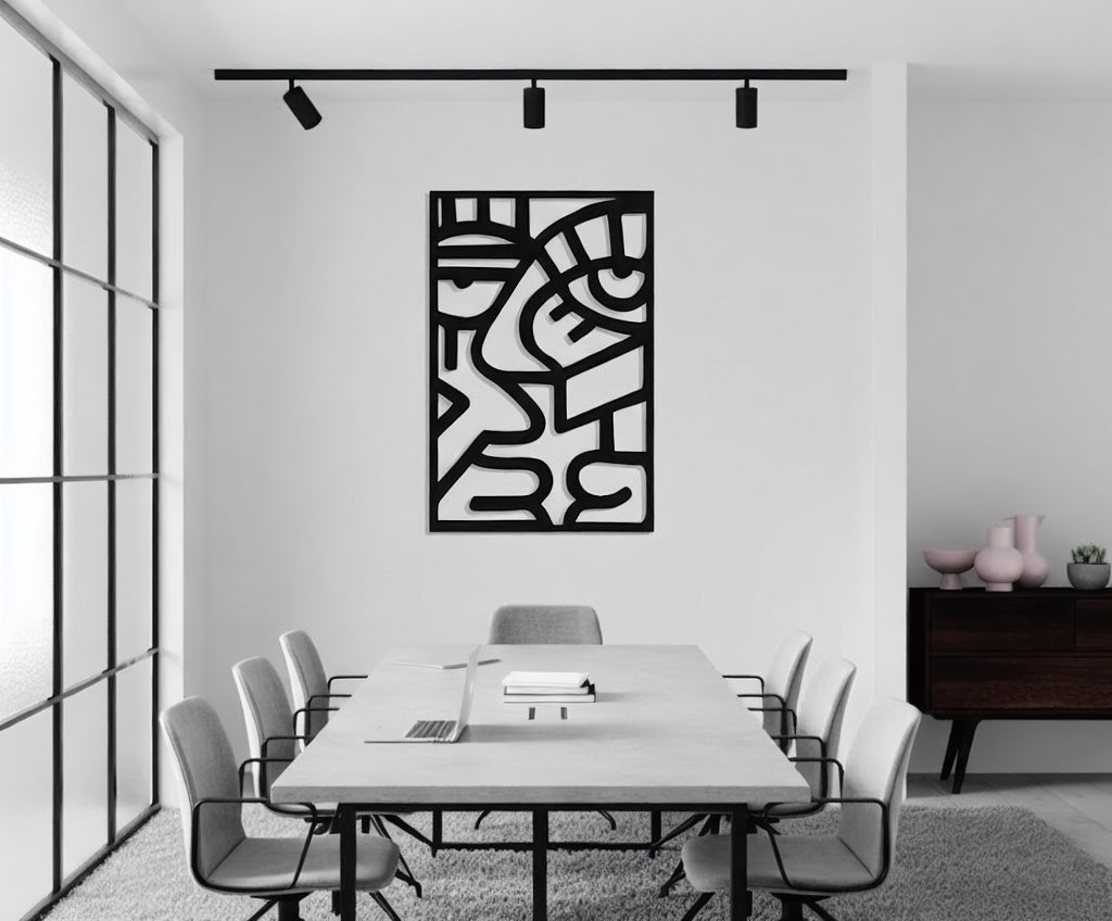 Modern Abstract Cubist Face Metal Wall Art