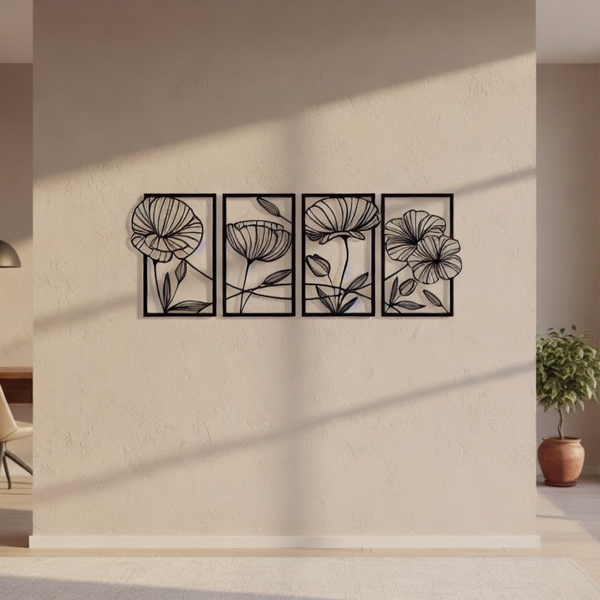 Framed Floral Duo Metal Strip Wall Art