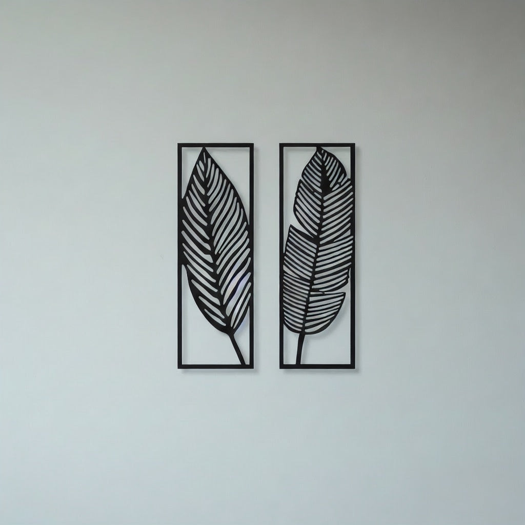 Modern Tropical Banana Leaf Duo Metal Wall Art