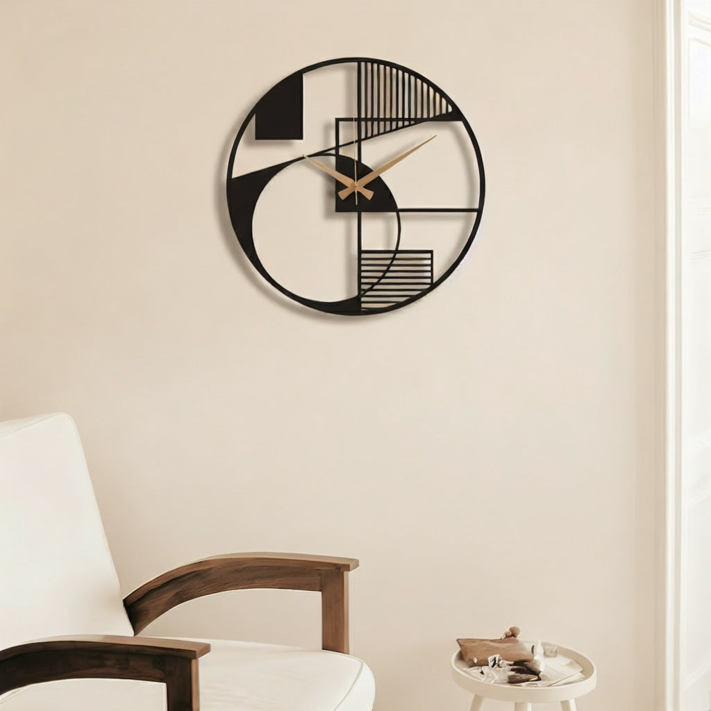Modern Geometric Abstract Metal Wall Clock
