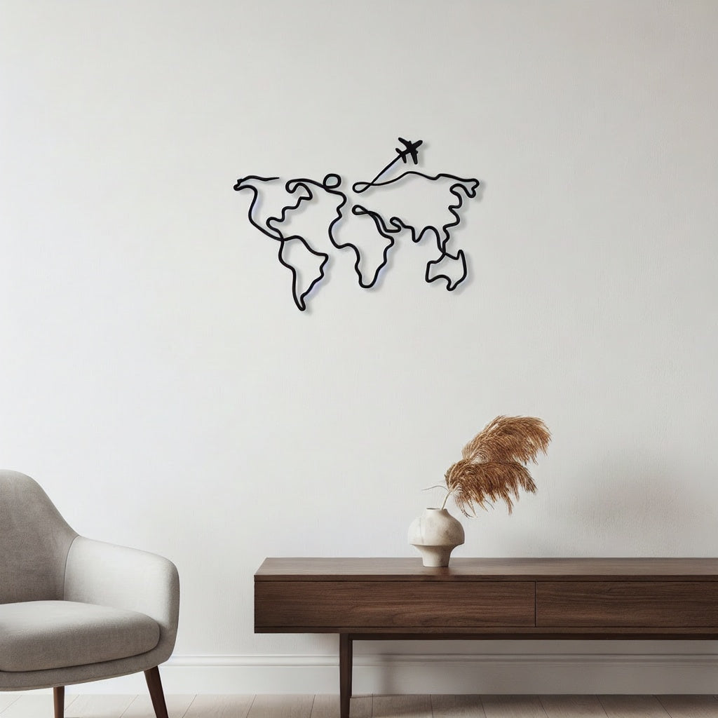 Minimalist World Map Travel Metal Wall Art