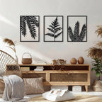 Botanical Fern Leaf Triptych Metal Wall Art