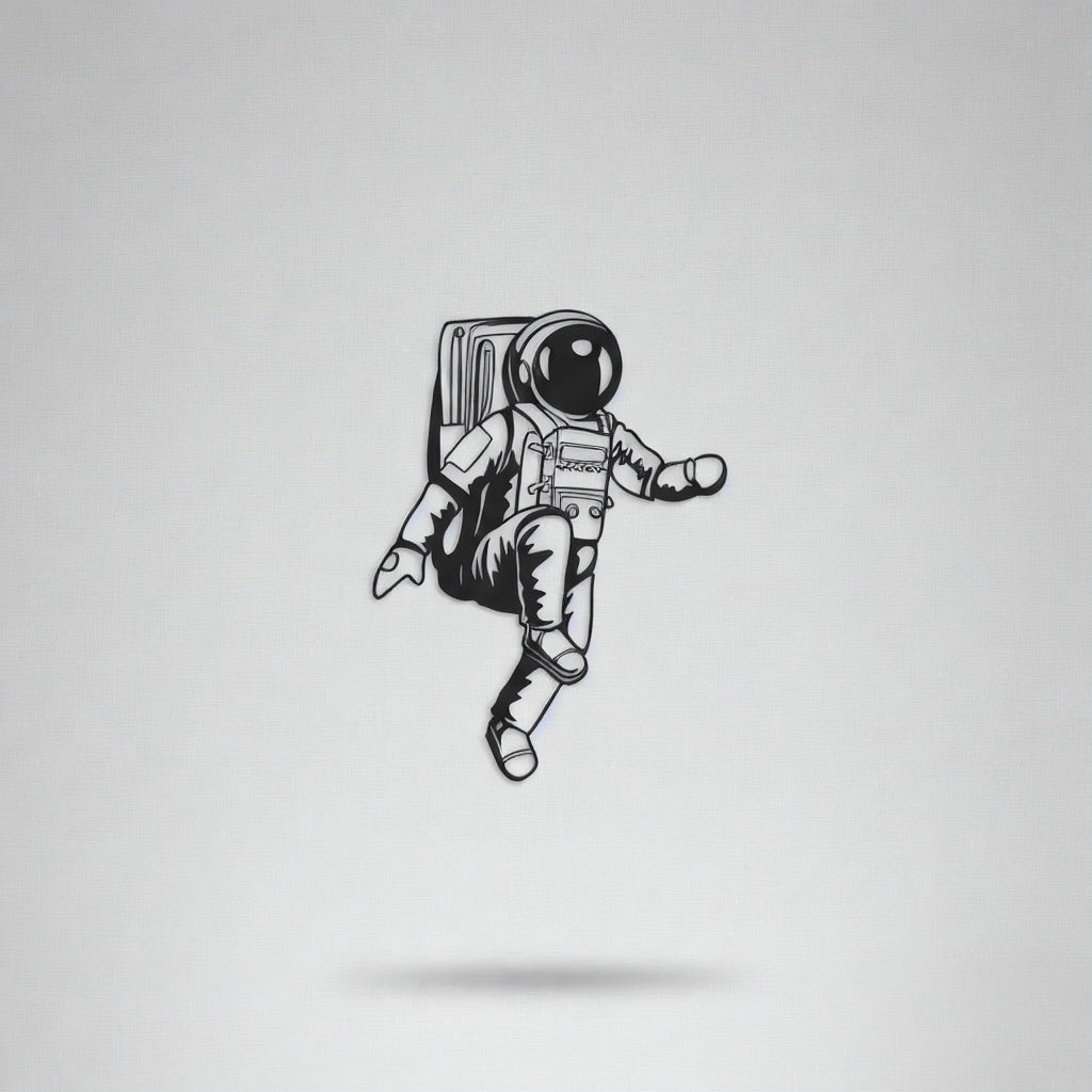 Floating Astronaut Metal Strip Wall Art