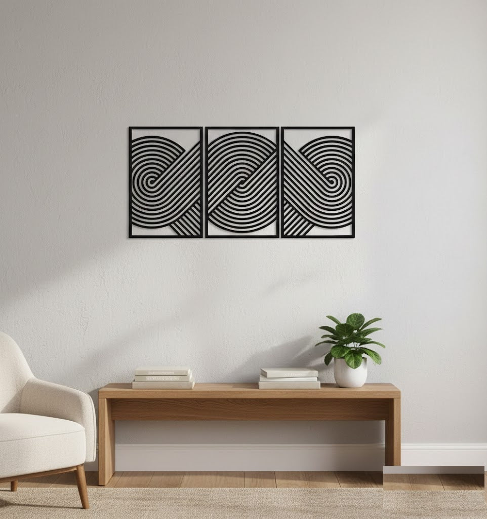 Triple Infinite Spiral Geometric Metal Wall Art