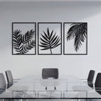 Tropical Palm Fronds Triptych Metal Wall Art