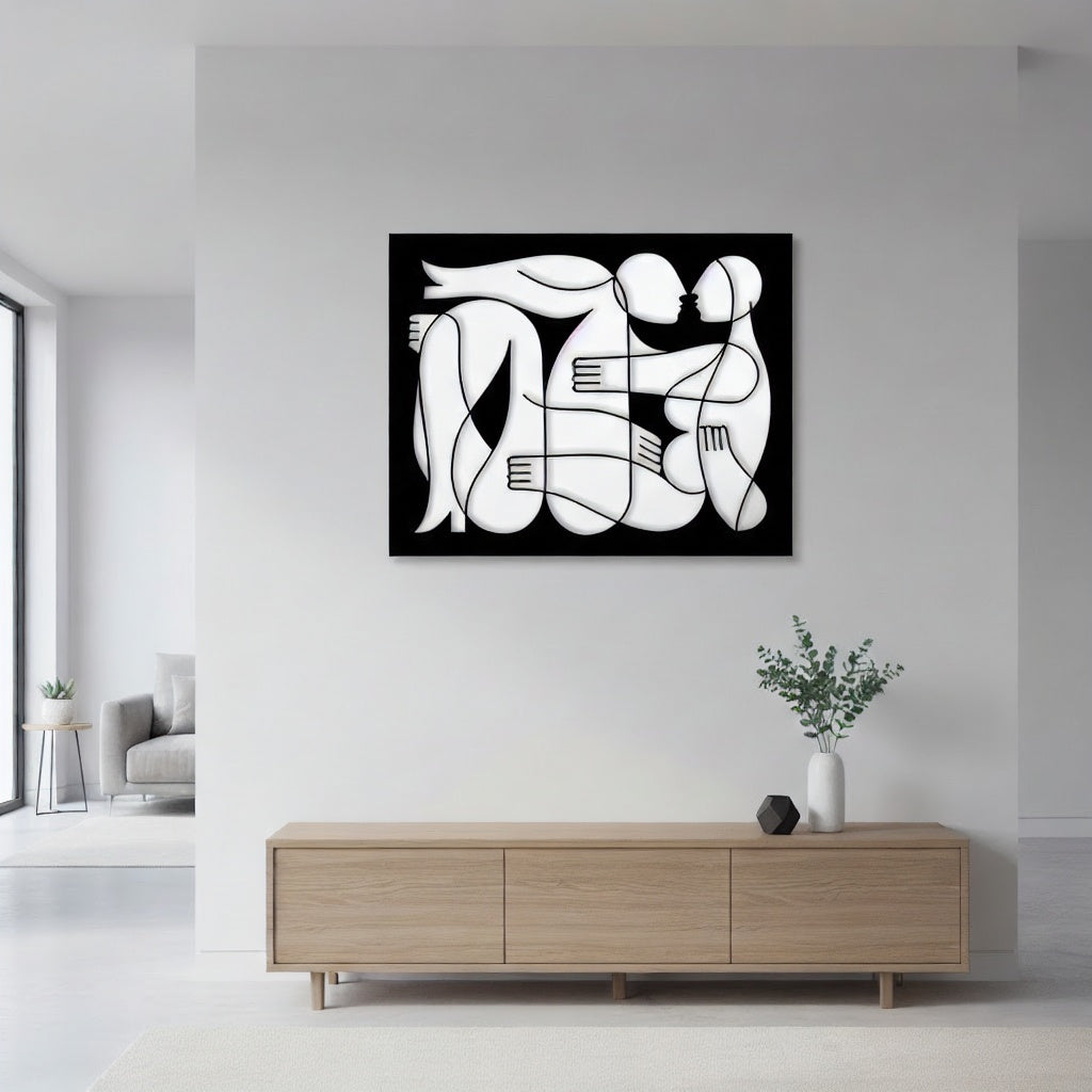 Modern Abstract Lovers Metal Strip Wall Art