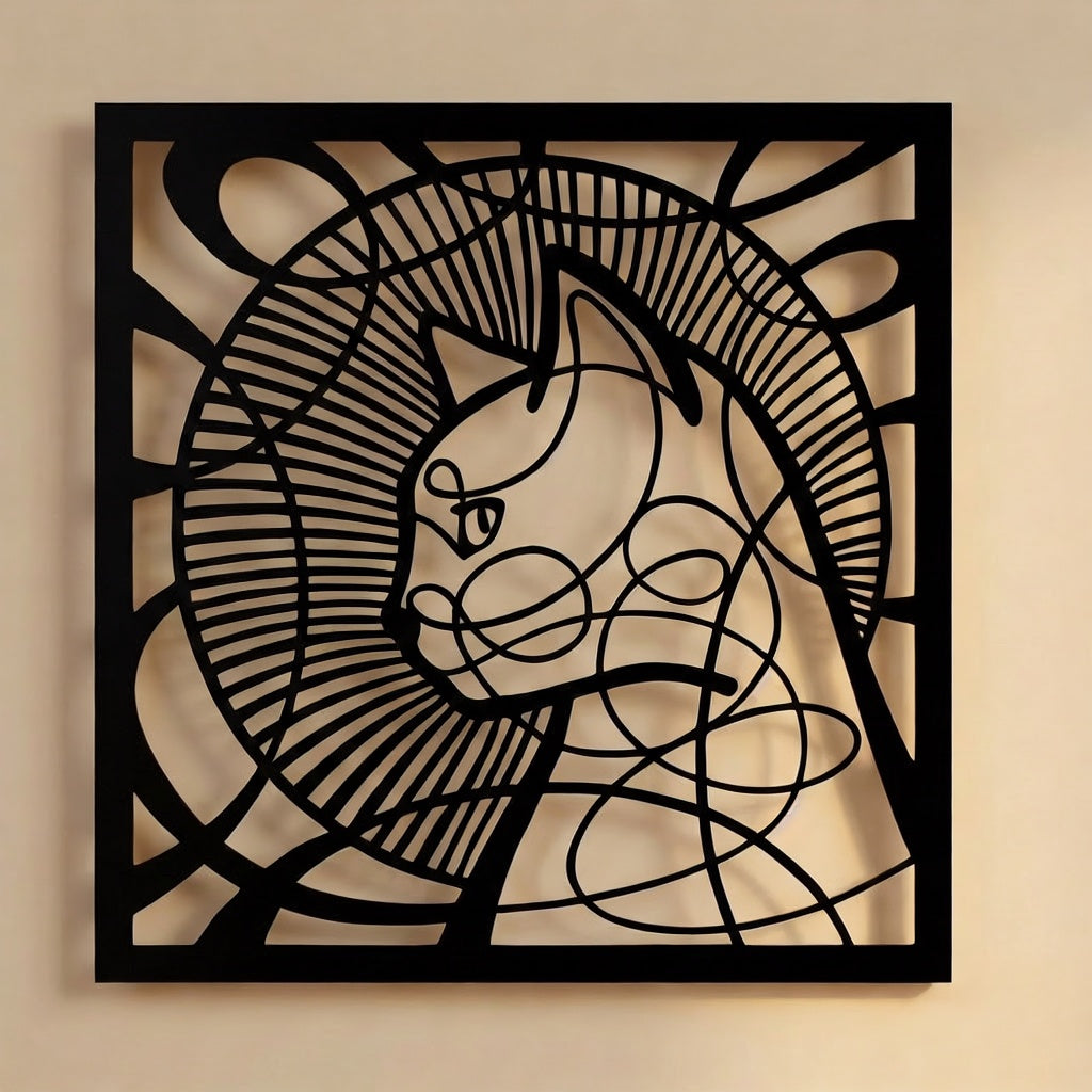 Artistic Geometric Cat Silhouette Metal Wall Art