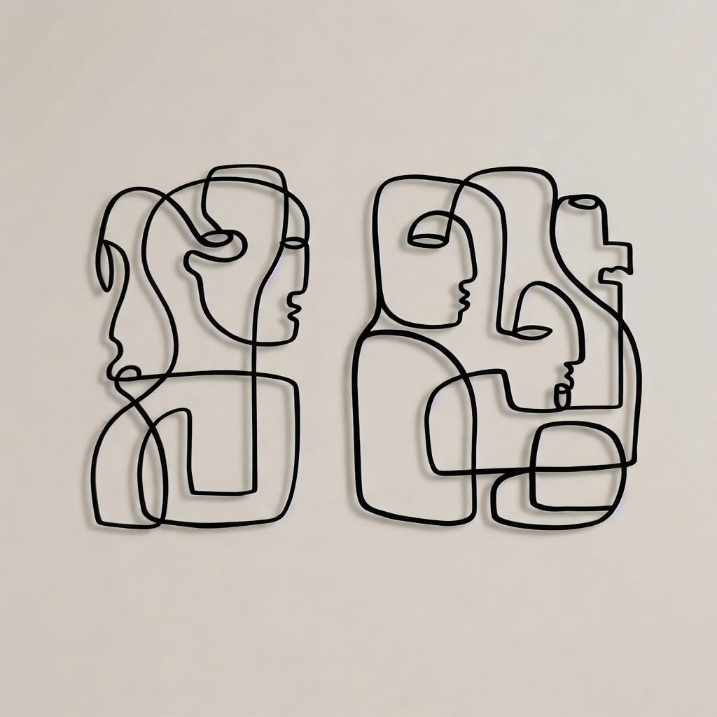 Abstract Faces Minimalist Metal Wall Art