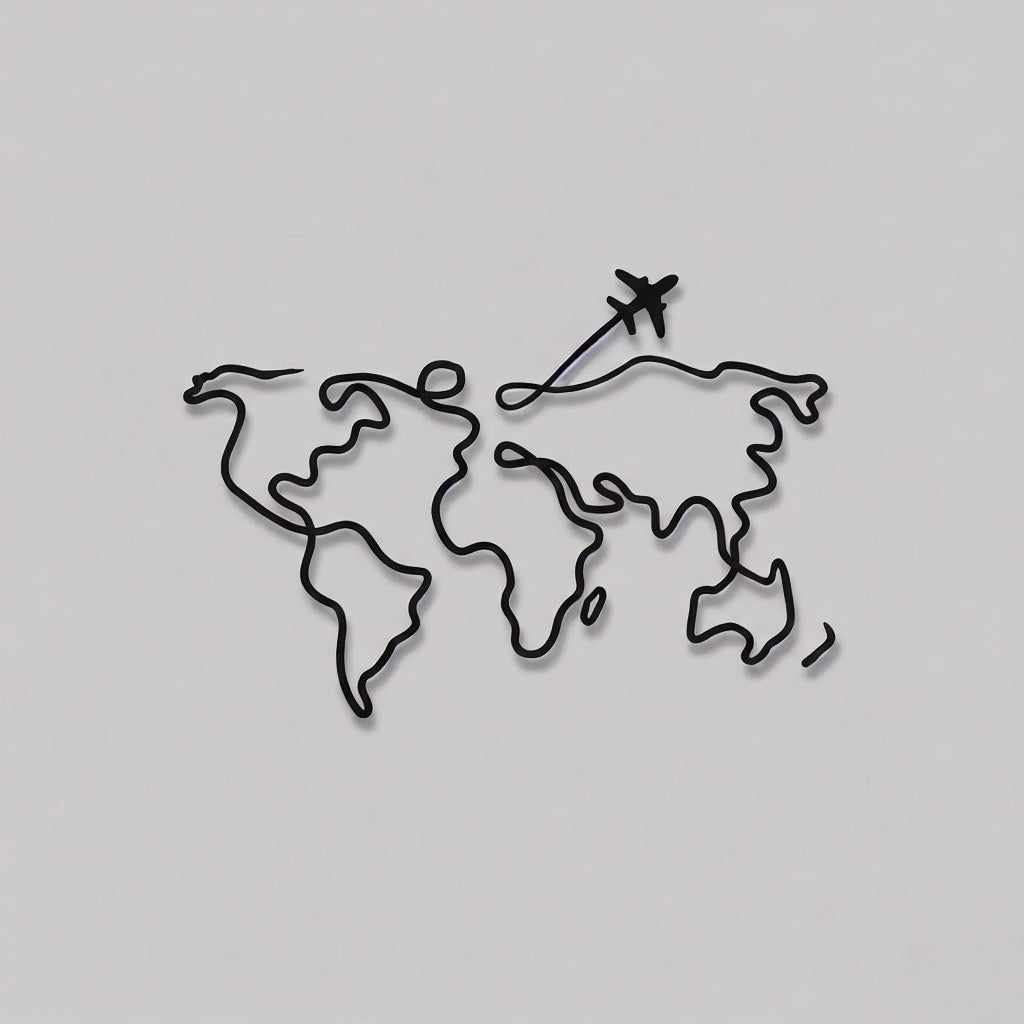 Minimalist World Map Travel Metal Wall Art