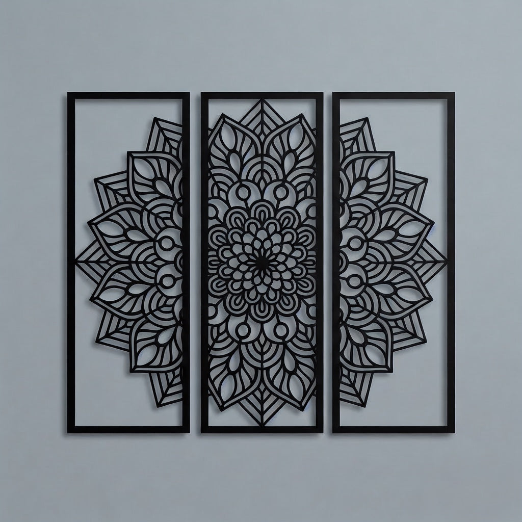 Mandala Triptych Geometric Metal Wall Art