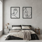 Minimalist Abstract Faces Line Art Metal Wall Decor Set
