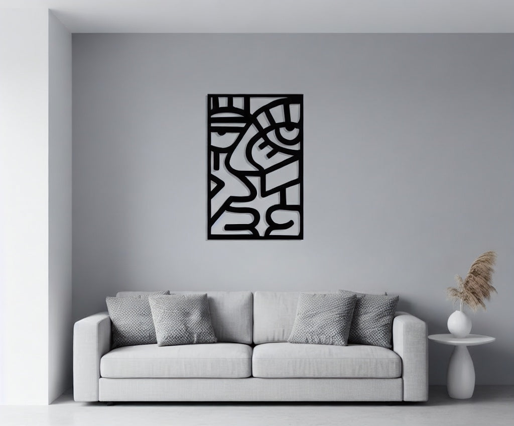 Modern Abstract Cubist Face Metal Wall Art