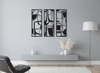 Triptych Abstract Mosaic Metal Strip Wall Art