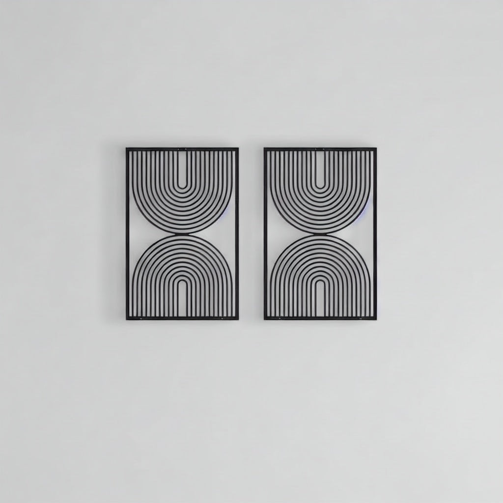 Minimalist Arch and Geometric Circles Metal Wall Art