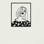 Modern Chic Woman with Bob Cut Metal Wall Art