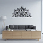 Lotus Mandala Half-Circle Metal Headboard Art