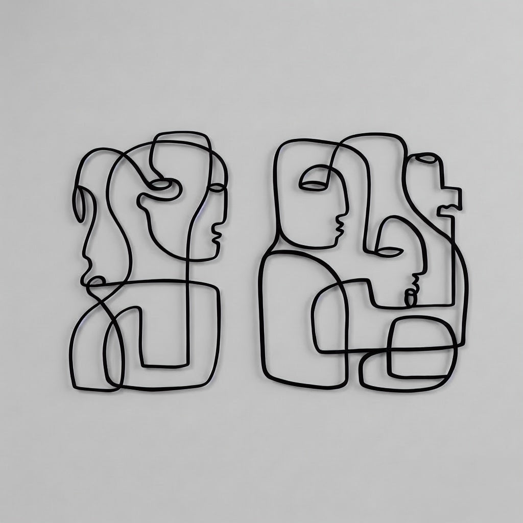 Abstract Faces Minimalist Metal Wall Art