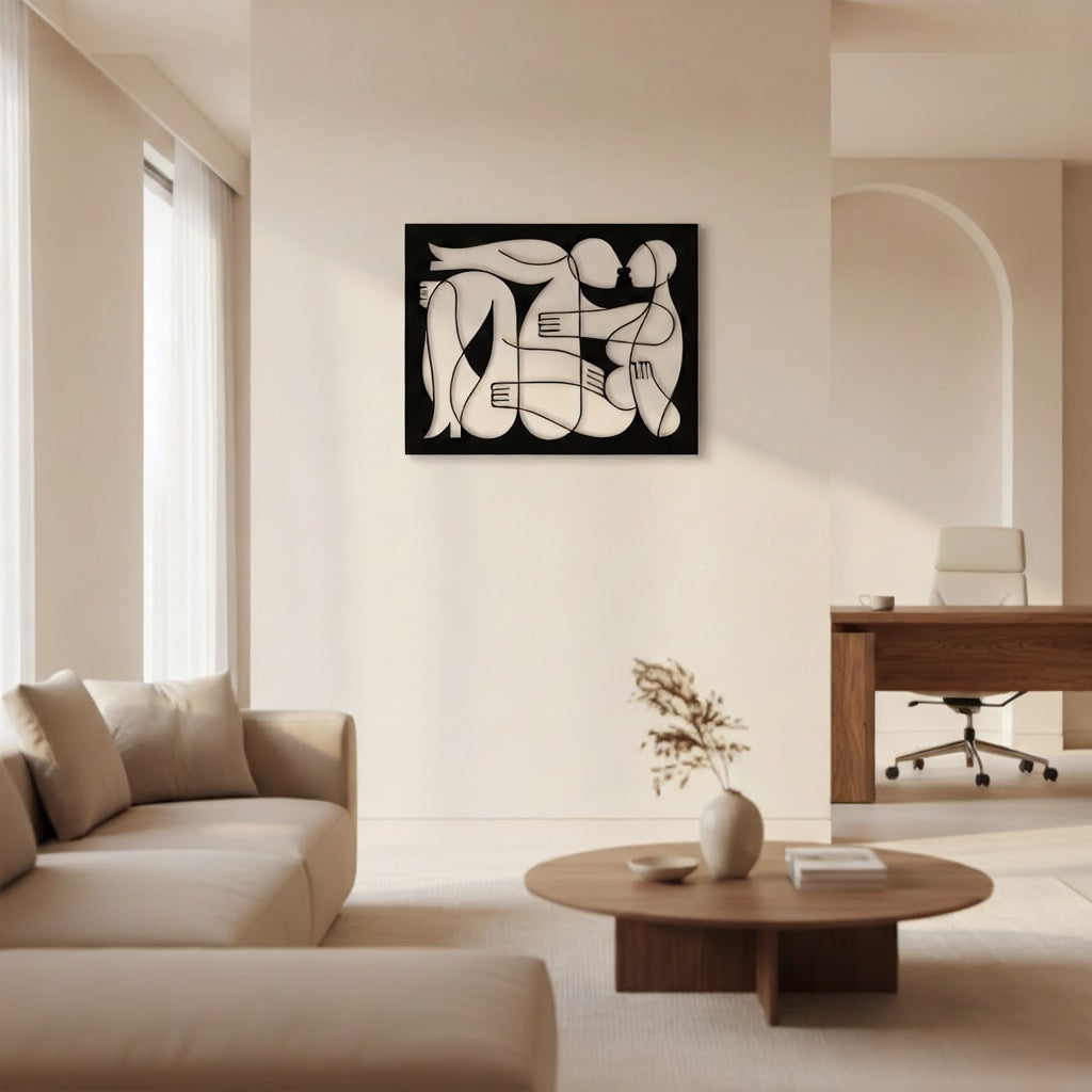 Modern Abstract Lovers Metal Strip Wall Art