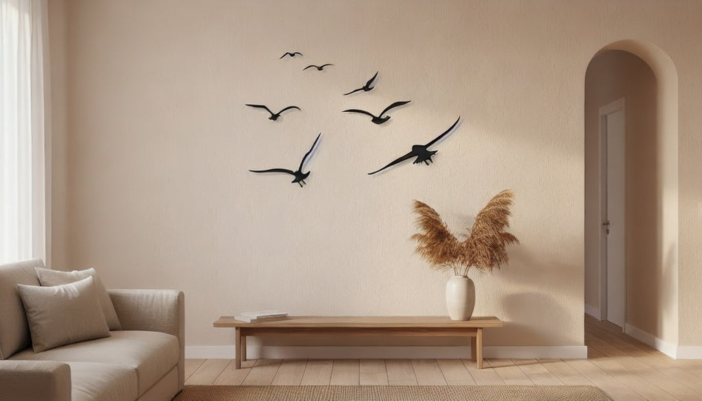 Migrating Birds Flight Metal Strip Wall Art