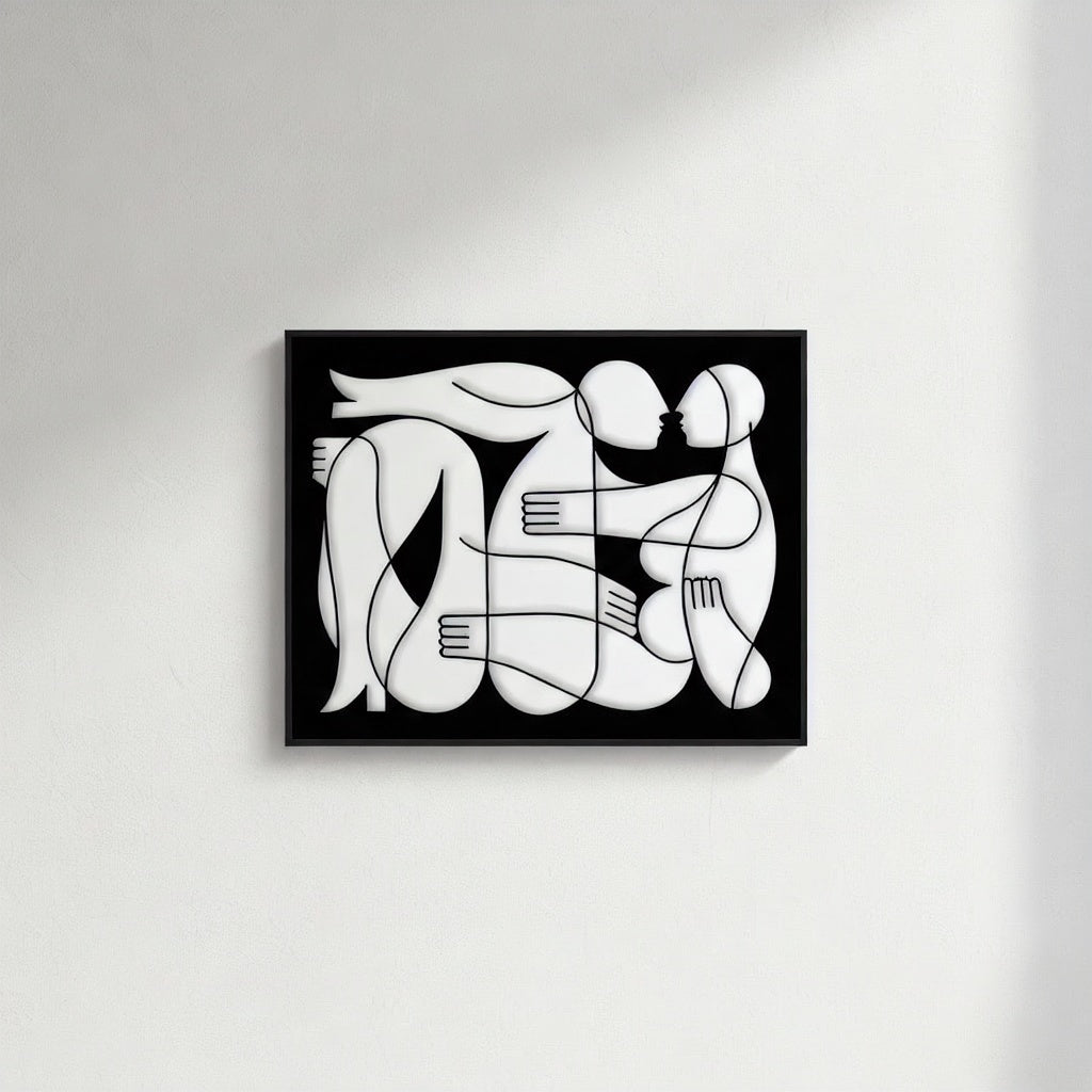 Modern Abstract Lovers Metal Strip Wall Art