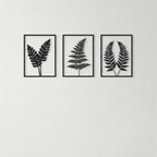 Botanical Fern Leaf Triptych Metal Wall Art