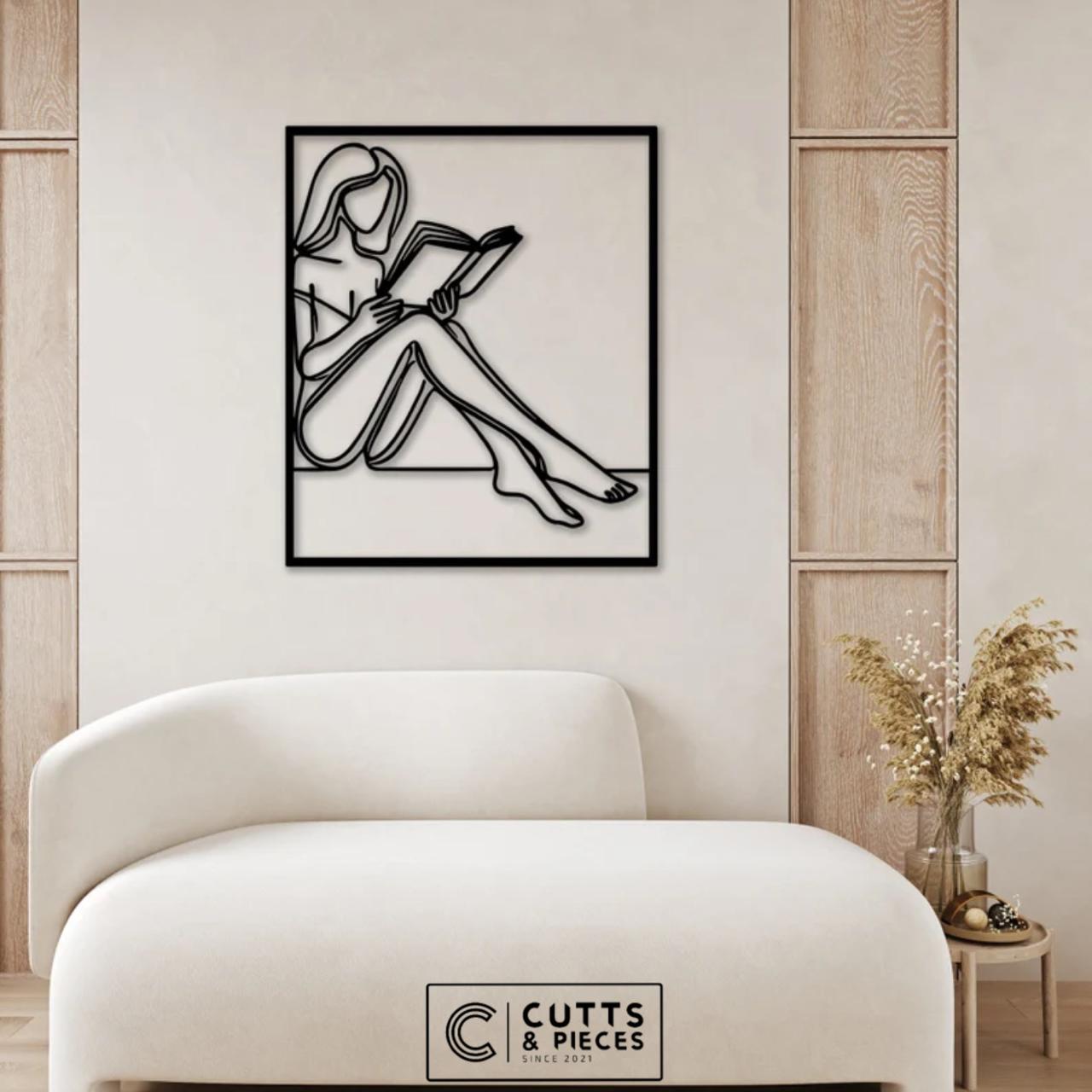 Reading Lady Elegant Metal Wall Art 