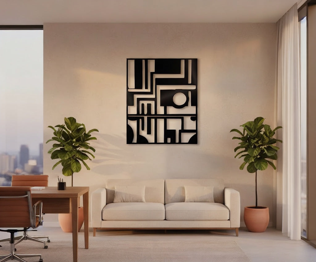 Modern Geometric Maze Abstract Metal Wall Art