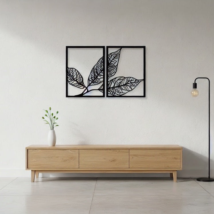 Elegant Foliage Pair Metal Wall Art Panels