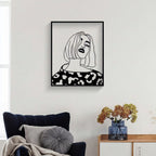 Modern Chic Woman with Bob Cut Metal Wall Art
