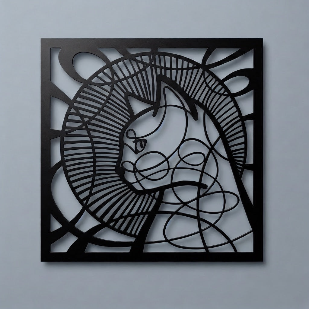 Artistic Geometric Cat Silhouette Metal Wall Art