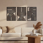 Art Deco Arched Lines Trio Metal Wall Art