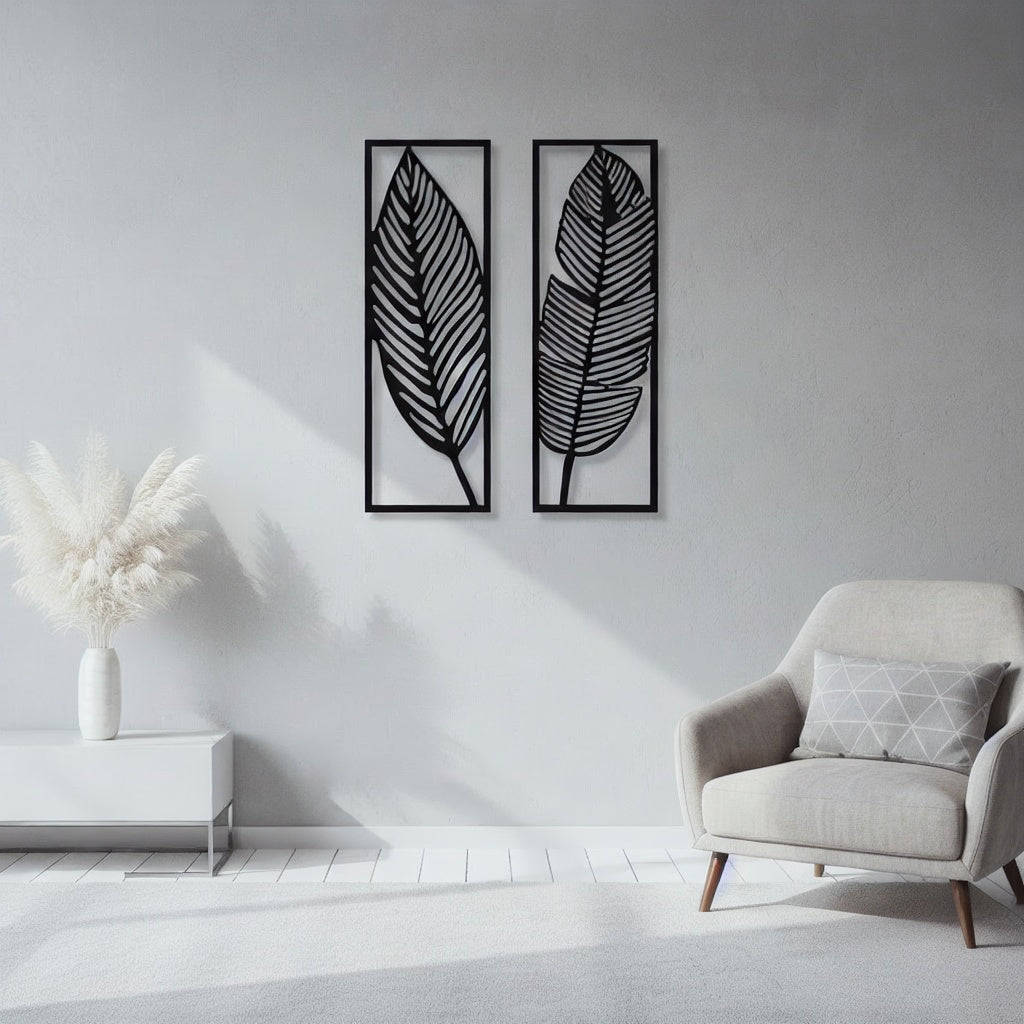 Modern Tropical Banana Leaf Duo Metal Wall Art