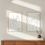 Minimalist One-Line Art Lips and Hands Metal Wall Decor Set