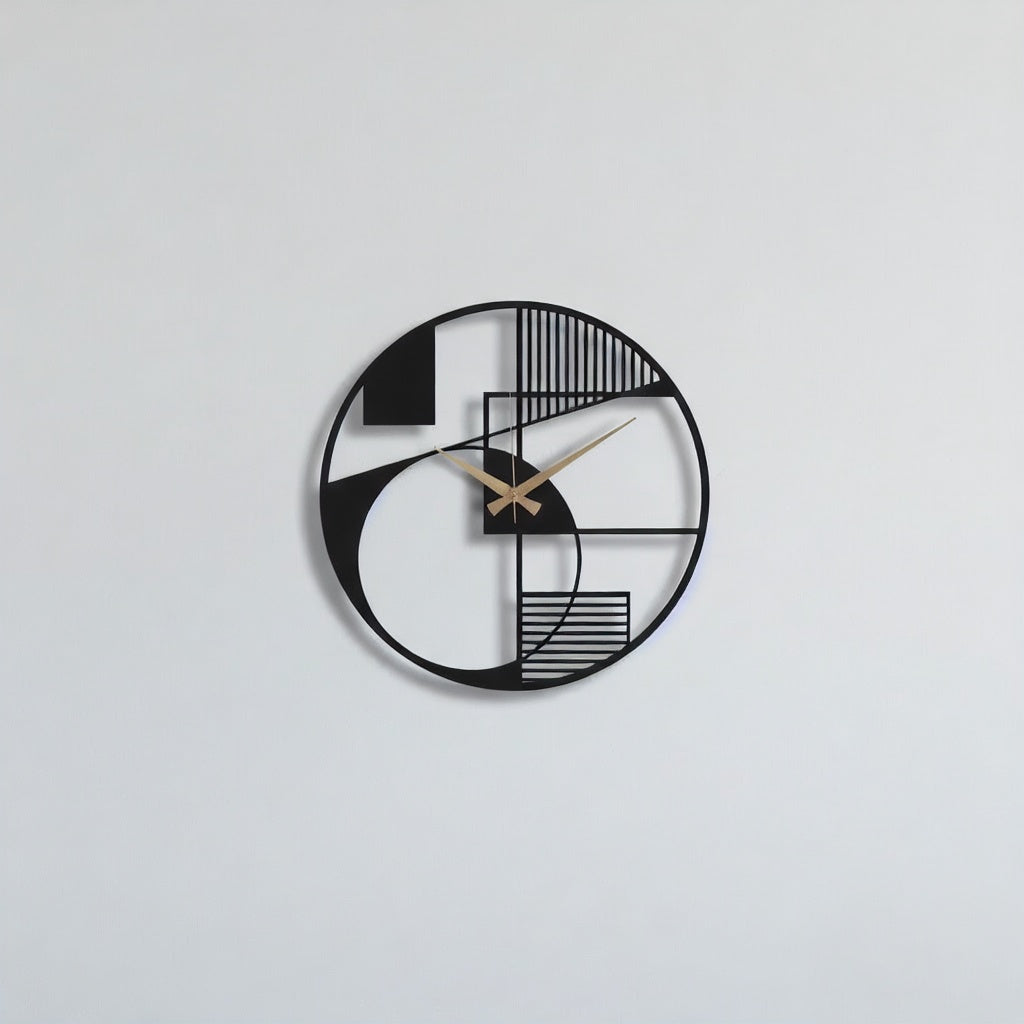 Modern Geometric Abstract Metal Wall Clock