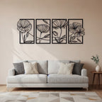 Framed Floral Duo Metal Strip Wall Art