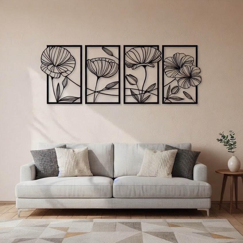 Framed Floral Duo Metal Strip Wall Art