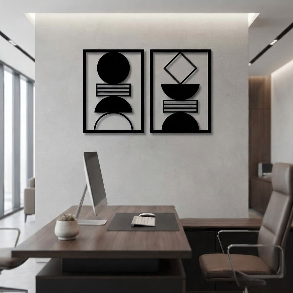 Geometric Abstract Shapes Metal Wall Art Set