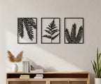 Botanical Fern Leaf Triptych Metal Wall Art