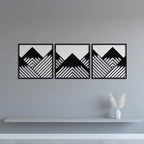Geometric Mountain Peak Triptych Metal Wall Art