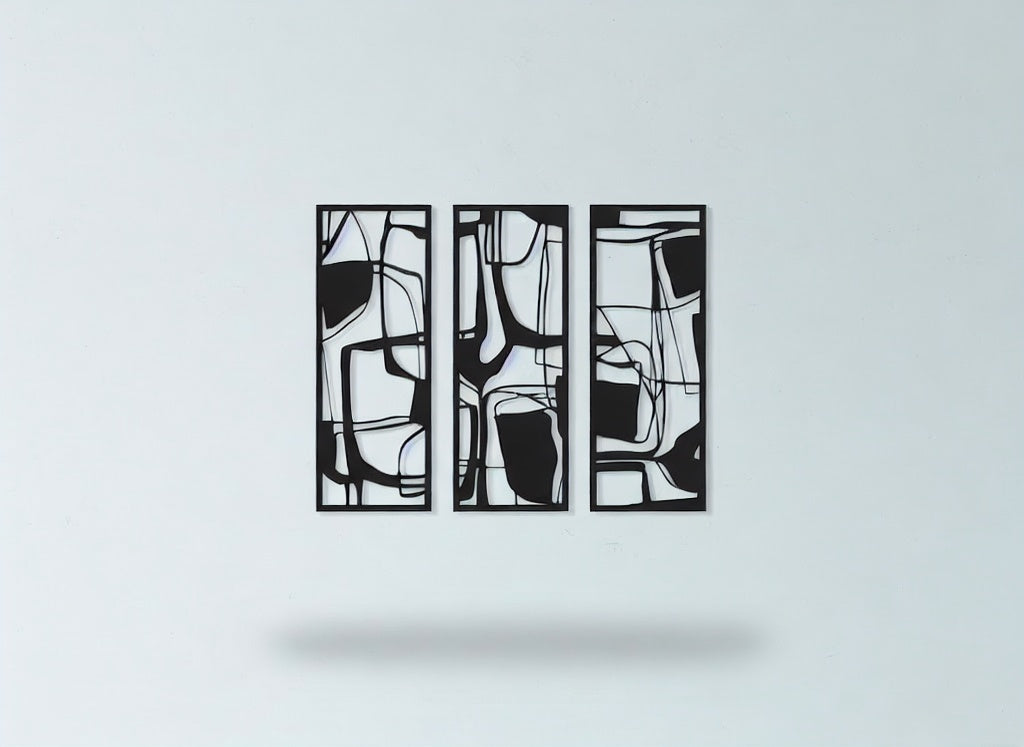 Triptych Abstract Mosaic Metal Strip Wall Art