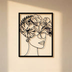 Floral Woman Portrait Metal Line Art