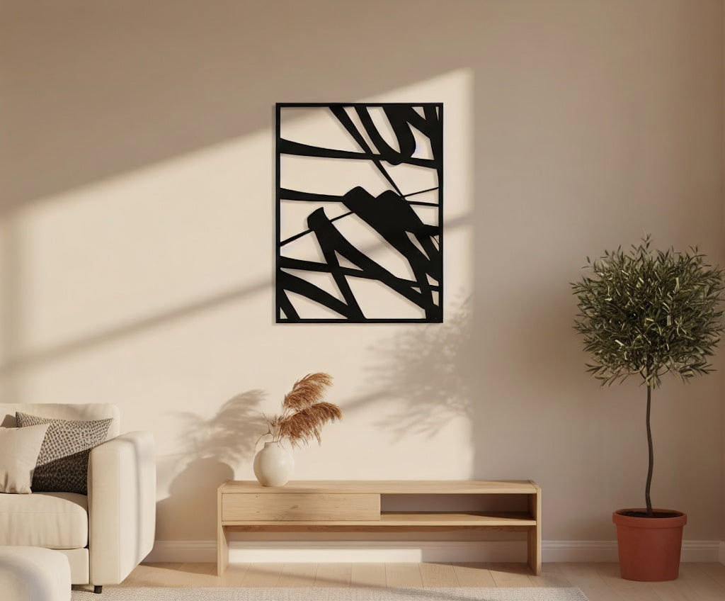 Modern Abstract Silhouette Metal Strip Wall Art