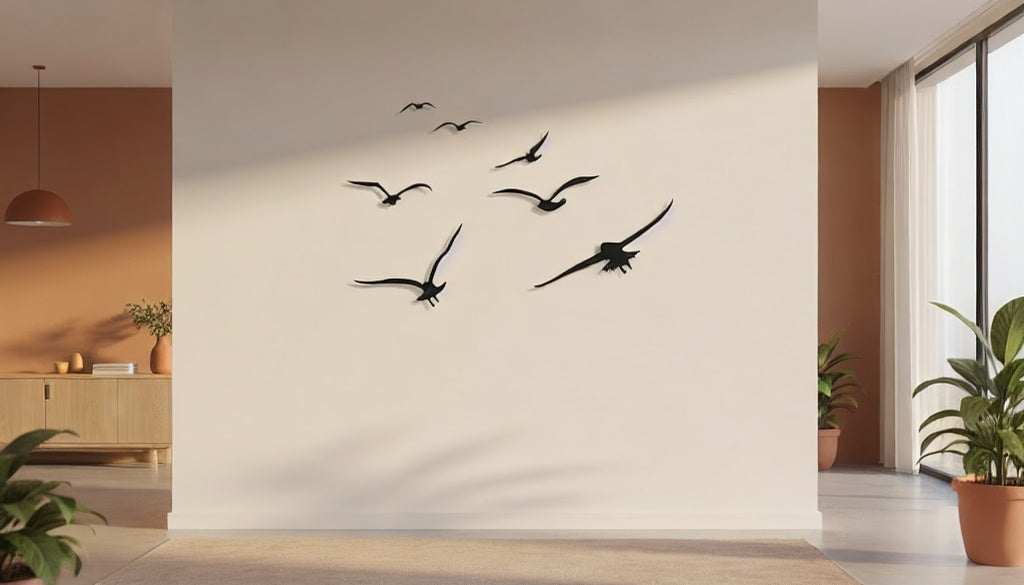 Migrating Birds Flight Metal Strip Wall Art