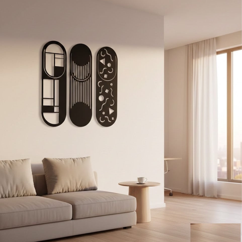 Modern Geometric Trio Metal Wall Art Panels