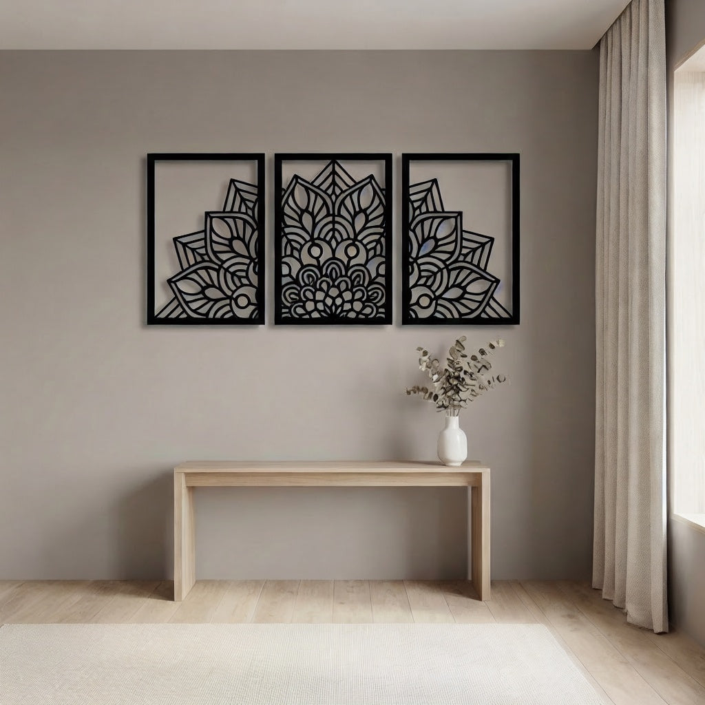 Mandala Triptych Geometric Metal Wall Art