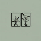 Minimalist Potted Plant Duo Metal Wall Art Panels