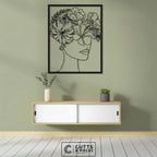 Floral Woman Portrait Metal Line Art