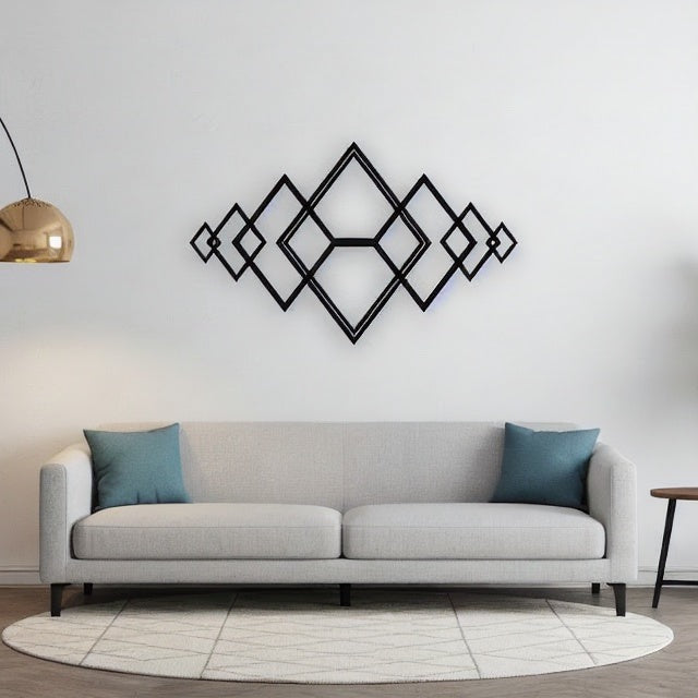 Geometric Interlocking Diamonds Metal Wall Art