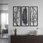 Tropical Botanical Leaf Trio Metal Wall Art Panels